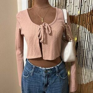 PrettyLittleThing Blush Ribbed Crop Top